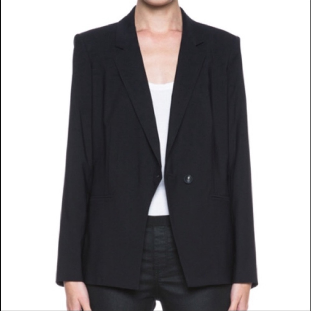 HELMUT LANG Stretchy Wool Front Overlap Blazer